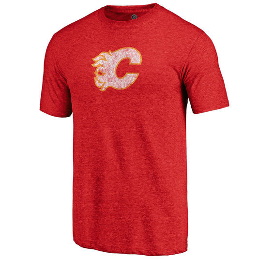 Calgary Flames NHL Distressed Vintage Primary Tri-Blend Tee