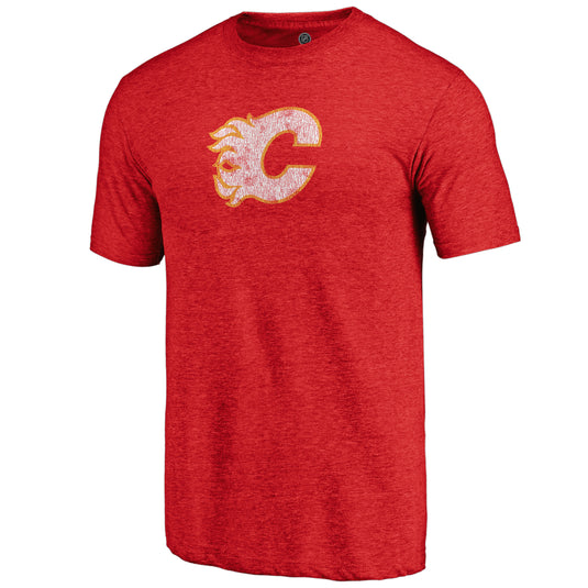 T-shirt tri-mélange primaire vintage vieilli des Flames de Calgary de la LNH