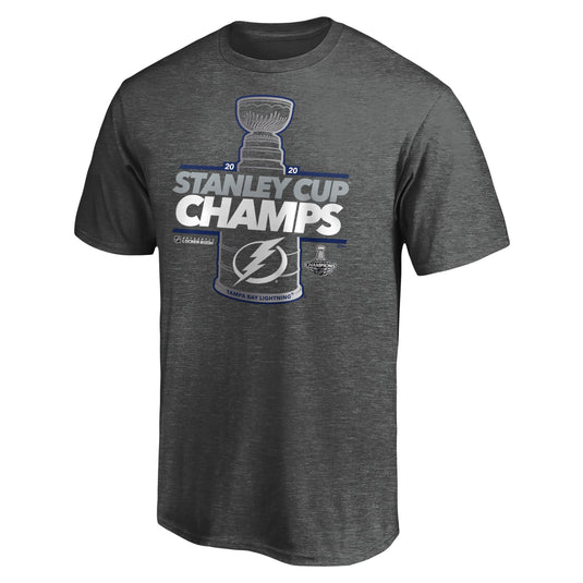 T-shirt de tir laser des vestiaires des champions de la Coupe Stanley de la LNH 2020 du Lightning de Tampa Bay - Charbon chiné