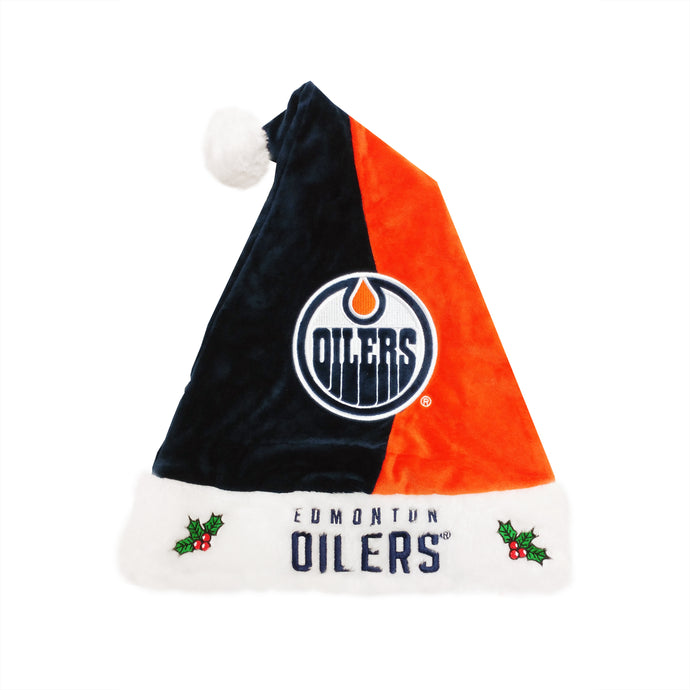 Bonnet de Père Noël en peluche 2 tons NHL des Oilers d'Edmonton