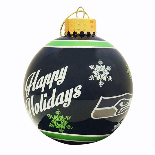 Seattle Seahawks Printed Glass Ball Ornament