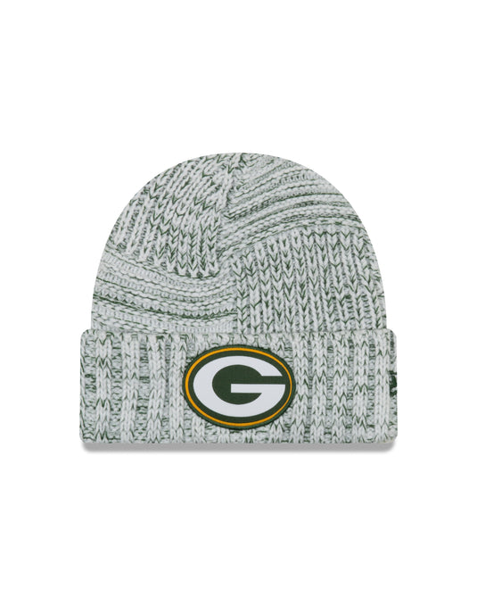 Tuque en tricot à revers avec logo de l'équipe Sideline de New Era de la NFL des Packers de Green Bay pour femmes