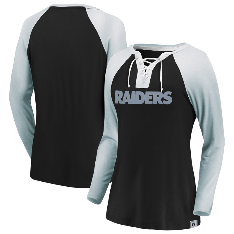 Load image into Gallery viewer, Ladies&#39; Las Vegas Raiders NFL Fanatics Break Out Play Lace-Up Long Sleeve
