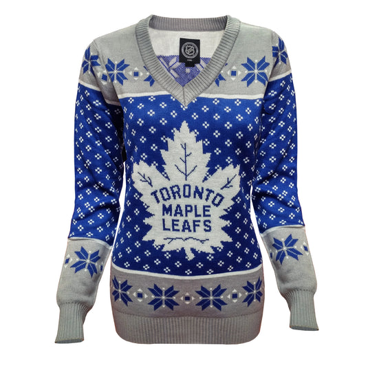 Toronto Maple Leafs Women's V-Neck Ugly Sweater