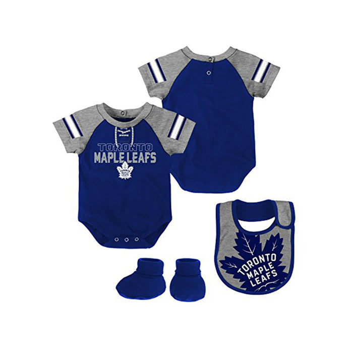 Infant Toronto Maple Leafs NHL Little D-Man 3 Piece Creeper Set